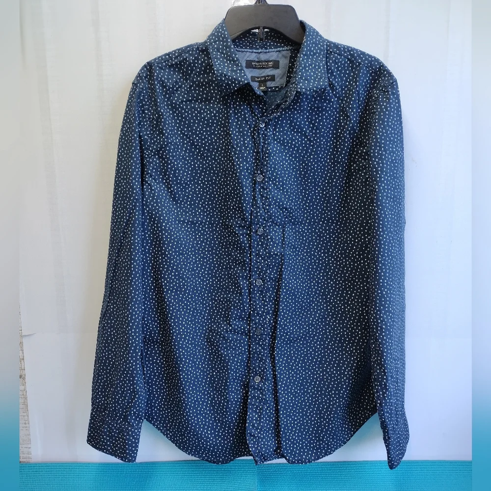 Banana Republic Men's Grant Fit Shirt Navy Size L